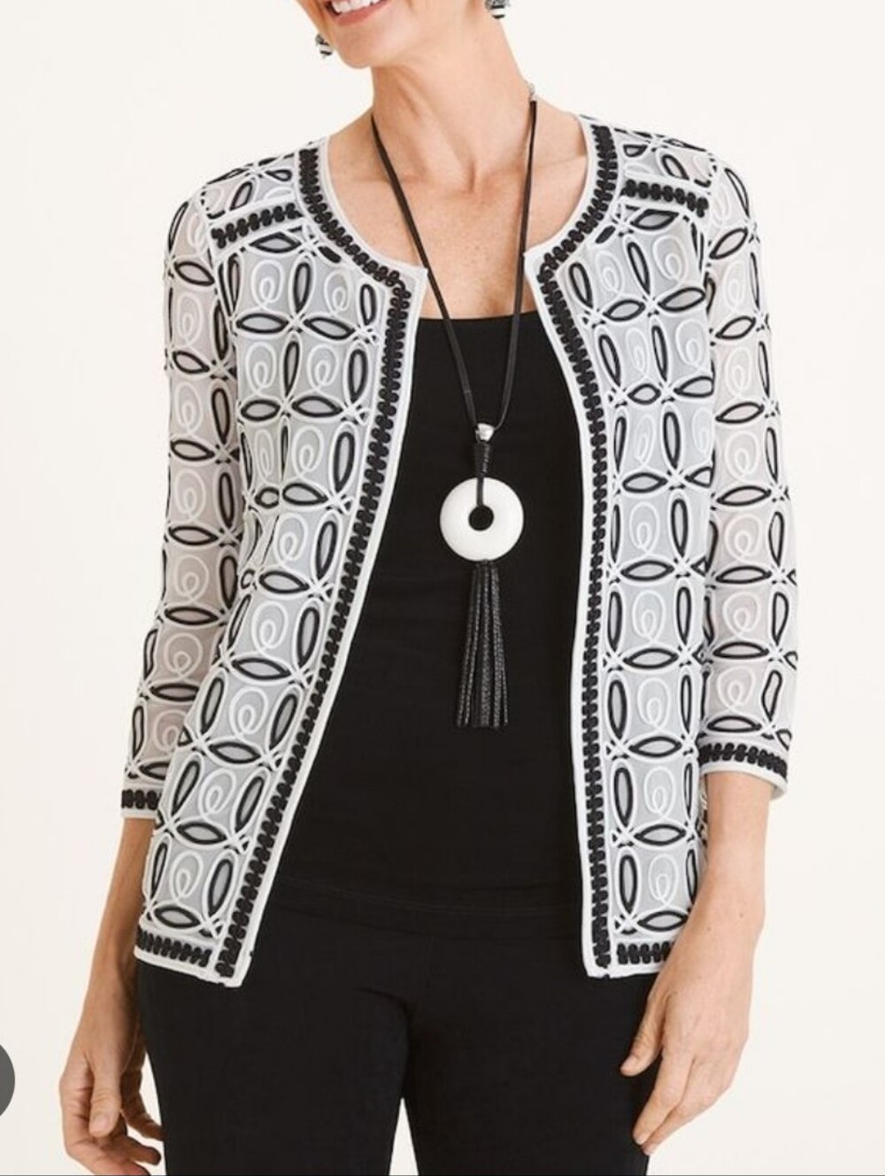 EUC Chico's Travelers Black and White Jacket